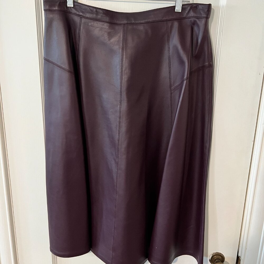 Dillards Antonio Melani lamb leather skirt RN 58909 burgundy A line - 16